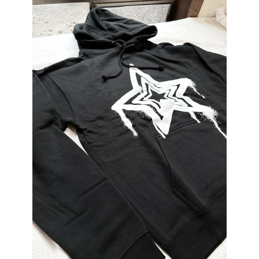 Gothic‎ Star Hoodie RSQ Black Dripping Star Graphic Pullover Sweatshirt Medium
